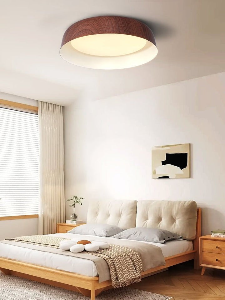 Curved Wood-Grain LED Flush Mount Ceiling Light