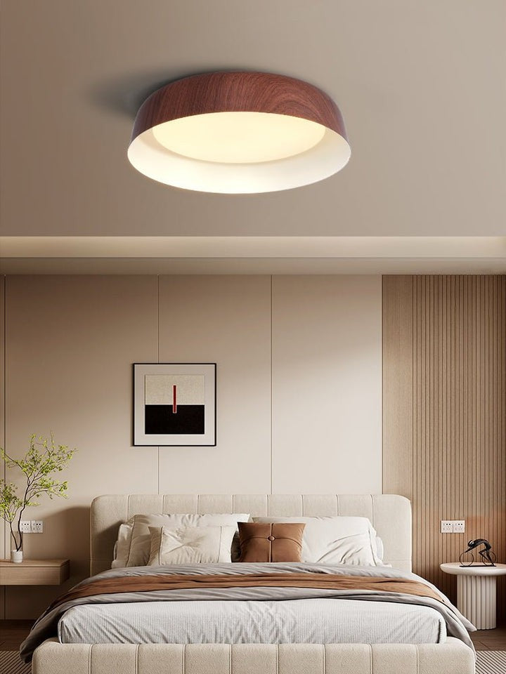 Curved Wood-Grain LED Flush Mount Ceiling Light