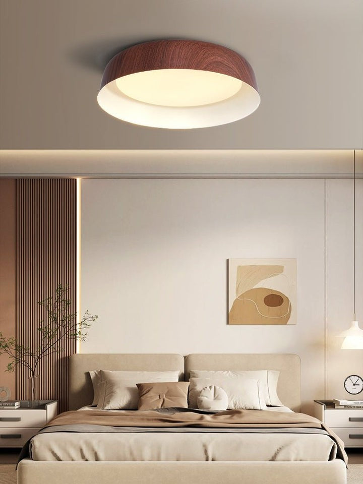 Curved Wood-Grain LED Flush Mount Ceiling Light