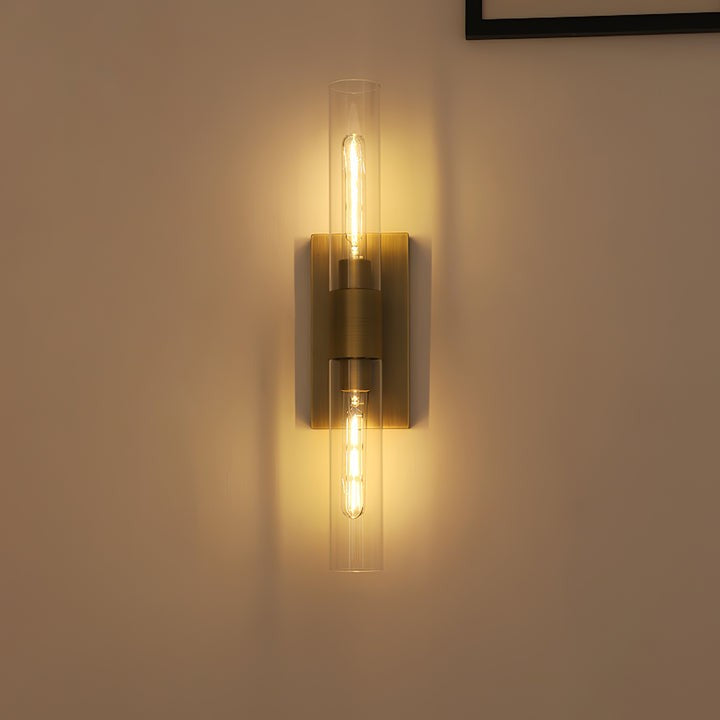 Cylix Glass Wall Sconce with Brass Accents