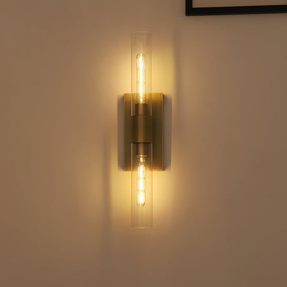 Cylix Glass Wall Sconce with Brass Accents