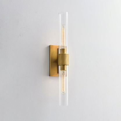 Cylix Glass Wall Sconce with Brass Accents