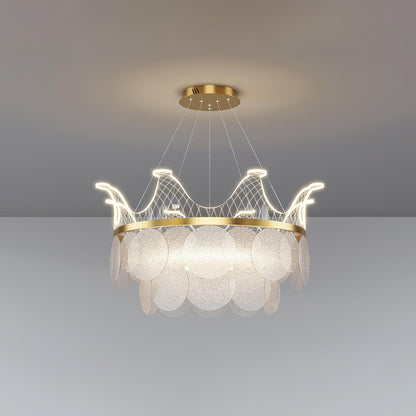Dimmable Shell Glass Crown Chandelier with Adjustable Color Temperatures