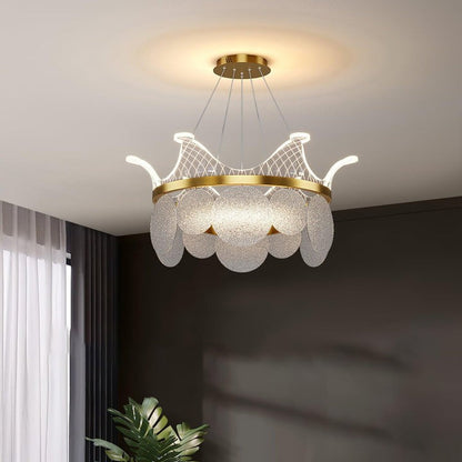 Dimmable Shell Glass Crown Chandelier with Adjustable Color Temperatures
