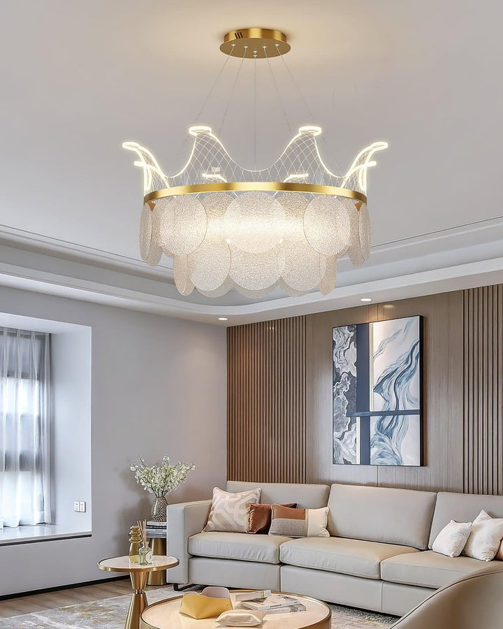 Dimmable Shell Glass Crown Chandelier with Adjustable Color Temperatures