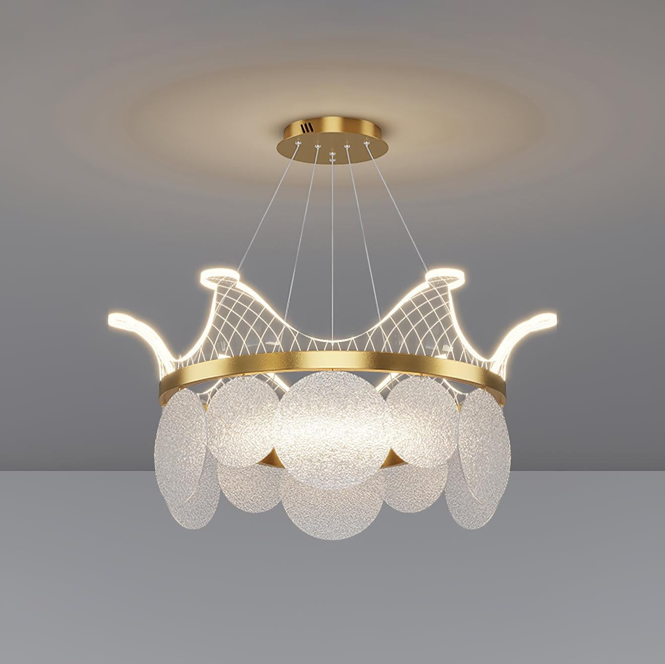 Dimmable Shell Glass Crown Chandelier with Adjustable Color Temperatures