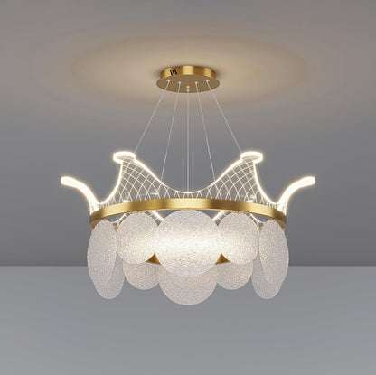 Dimmable Shell Glass Crown Chandelier with Adjustable Color Temperatures