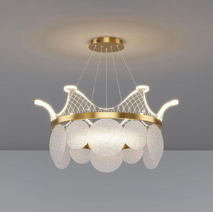 Dimmable Shell Glass Crown Chandelier with Adjustable Color Temperatures