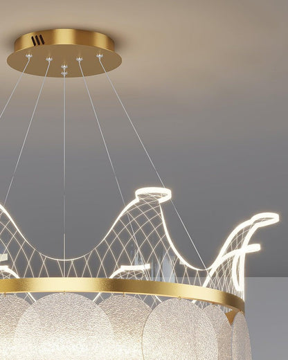 Dimmable Shell Glass Crown Chandelier with Adjustable Color Temperatures