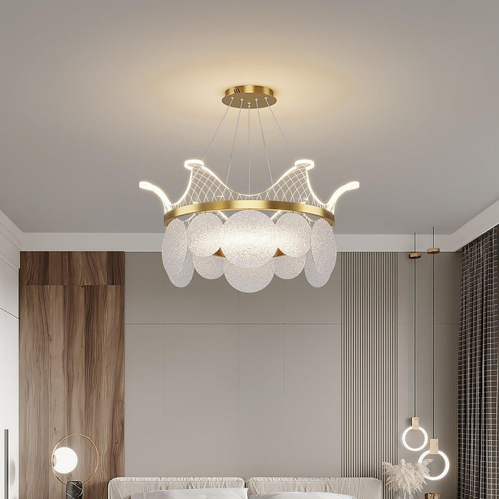 Dimmable Shell Glass Crown Chandelier with Adjustable Color Temperatures
