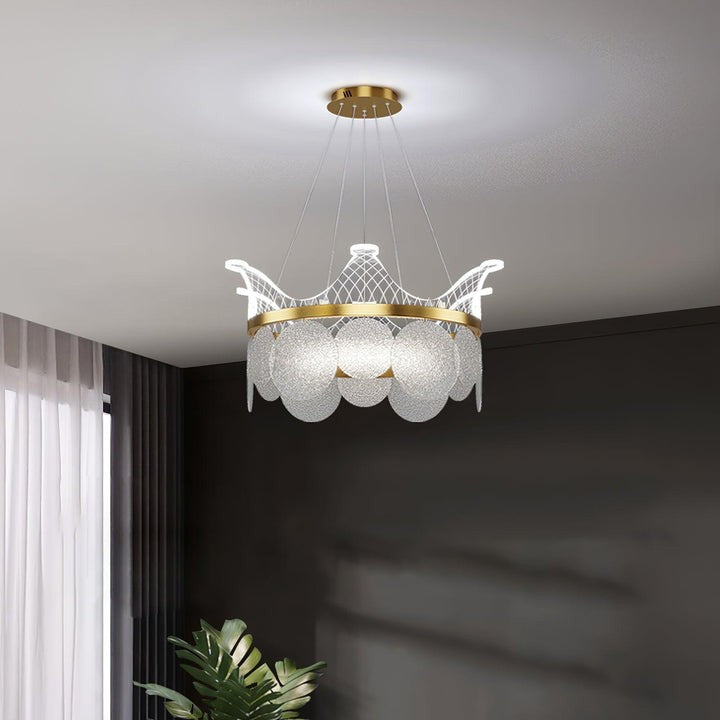 Dimmable Shell Glass Crown Chandelier with Adjustable Color Temperatures