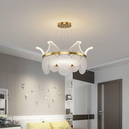 Dimmable Shell Glass Crown Chandelier with Adjustable Color Temperatures