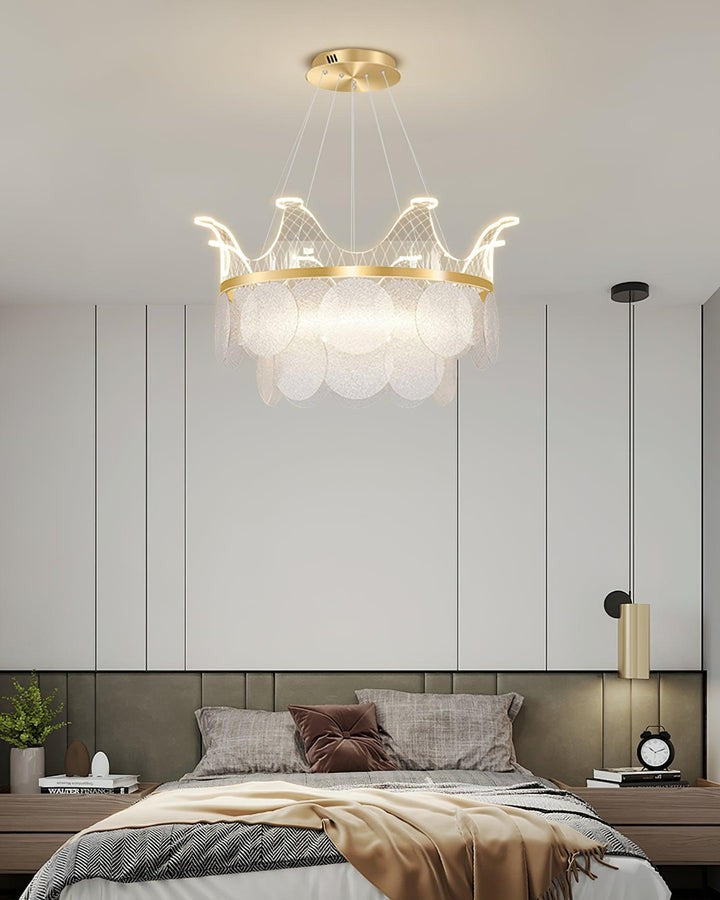 Dimmable Shell Glass Crown Chandelier with Adjustable Color Temperatures