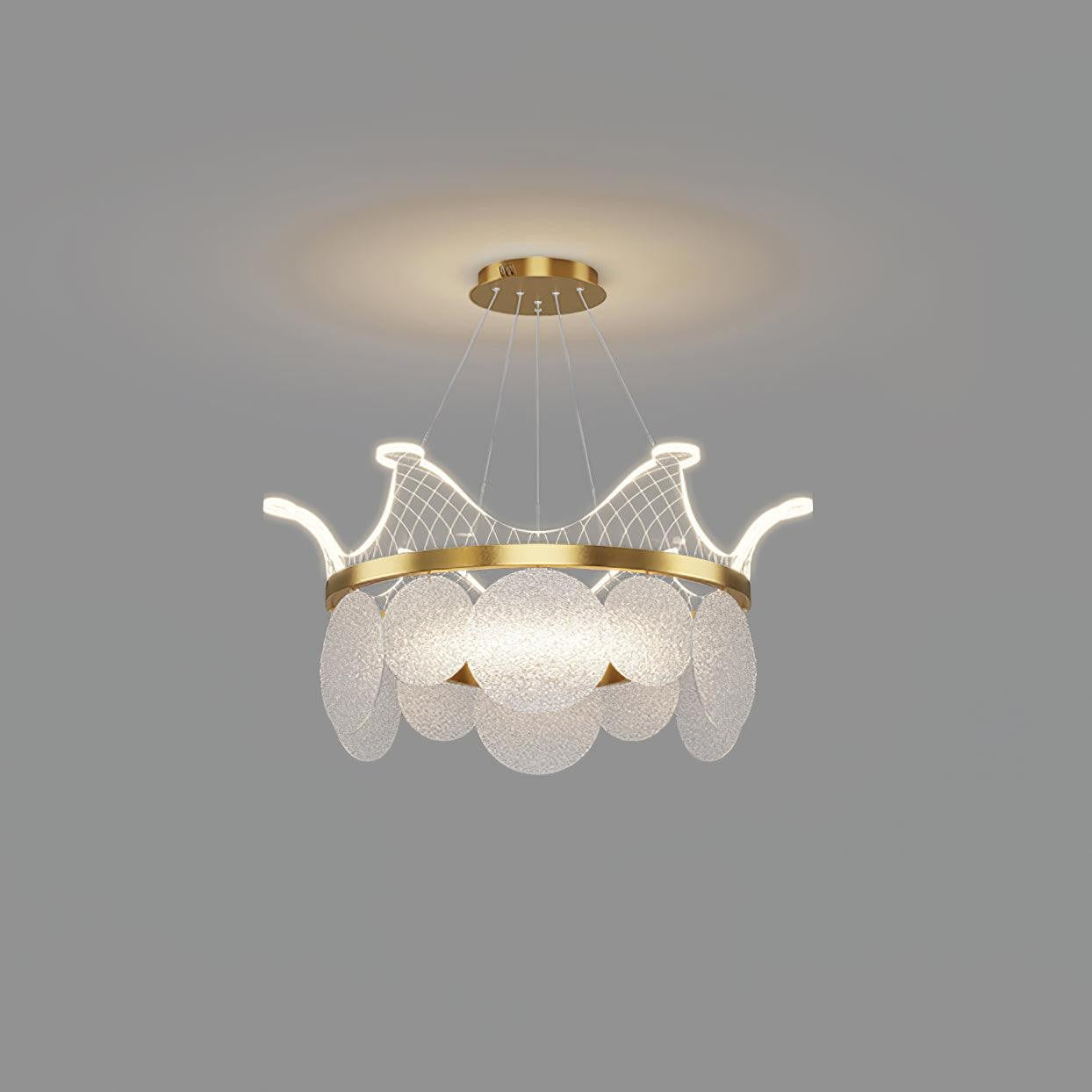 Dimmable Shell Glass Crown Chandelier with Adjustable Color Temperatures