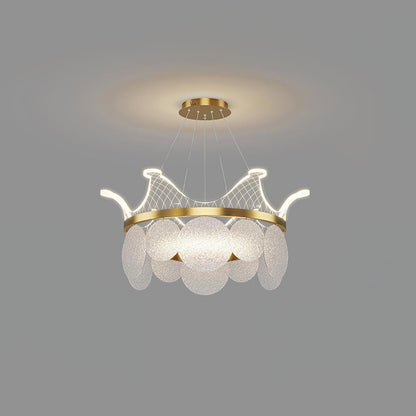 Dimmable Shell Glass Crown Chandelier with Adjustable Color Temperatures