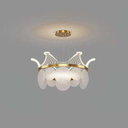 Dimmable Shell Glass Crown Chandelier with Adjustable Color Temperatures