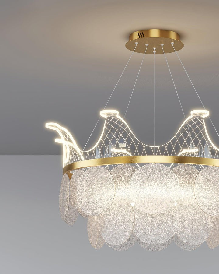Dimmable Shell Glass Crown Chandelier with Adjustable Color Temperatures