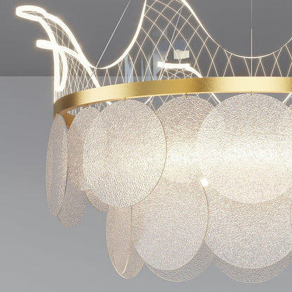 Dimmable Shell Glass Crown Chandelier with Adjustable Color Temperatures