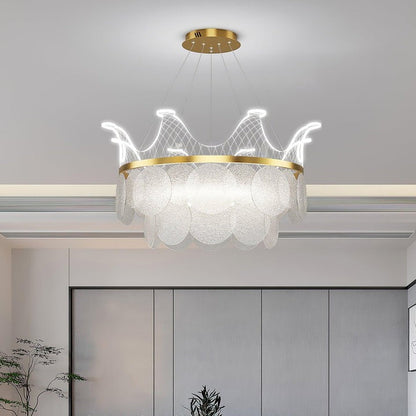 Dimmable Shell Glass Crown Chandelier with Adjustable Color Temperatures