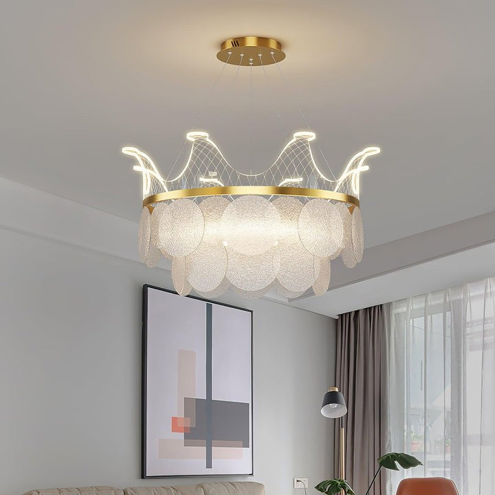 Dimmable Shell Glass Crown Chandelier with Adjustable Color Temperatures