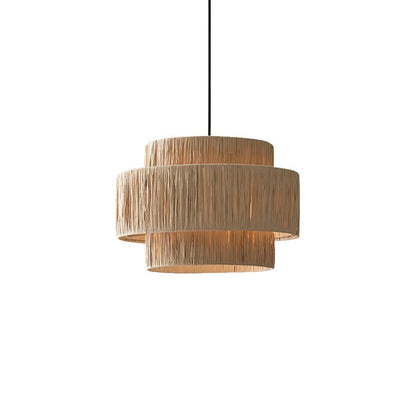 Eco-Friendly Raffia Straw Pendant Light
