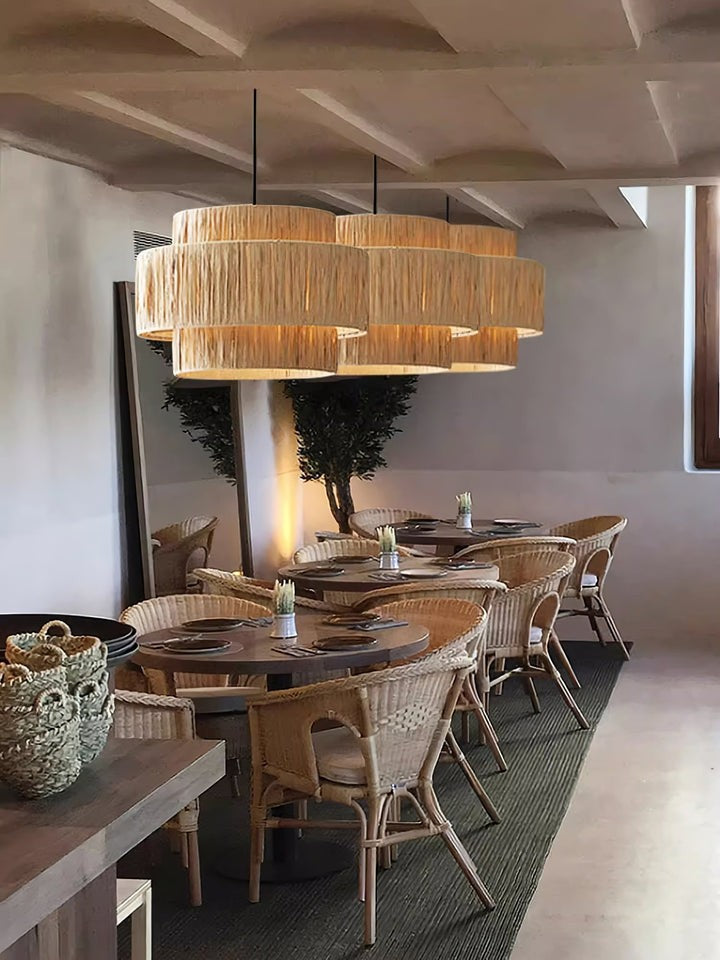 Eco-Friendly Raffia Straw Pendant Light