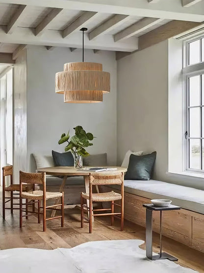 Eco-Friendly Raffia Straw Pendant Light