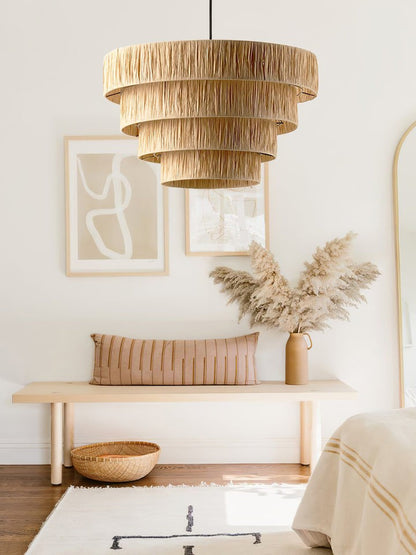 Eco-Friendly Raffia Straw Pendant Light