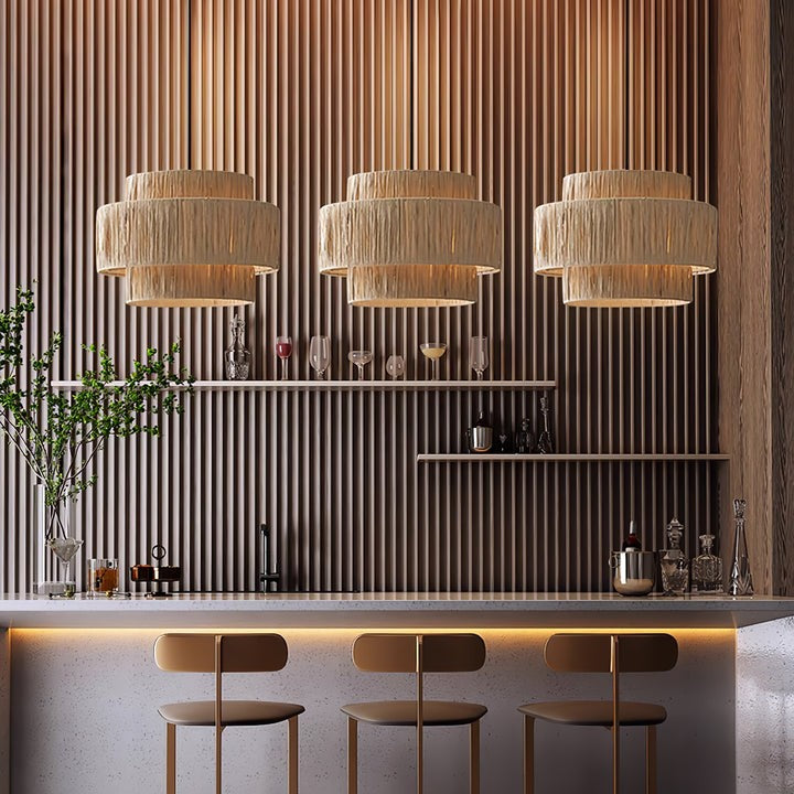 Eco-Friendly Raffia Straw Pendant Light