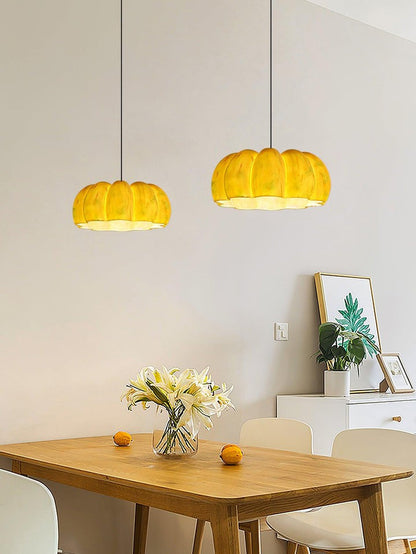 Eco-Friendly Resin Pumpkin Pendant Light for Indoor & Outdoor