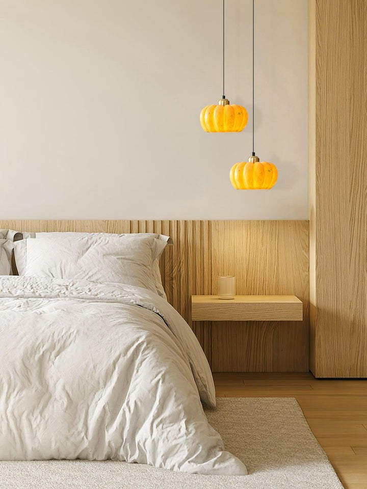 Eco-Friendly Resin Pumpkin Pendant Light for Indoor & Outdoor