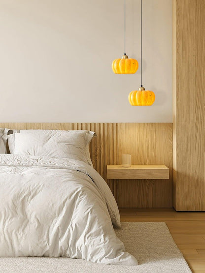 Eco-Friendly Resin Pumpkin Pendant Light for Indoor & Outdoor