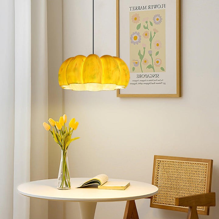 Eco-Friendly Resin Pumpkin Pendant Light for Indoor & Outdoor