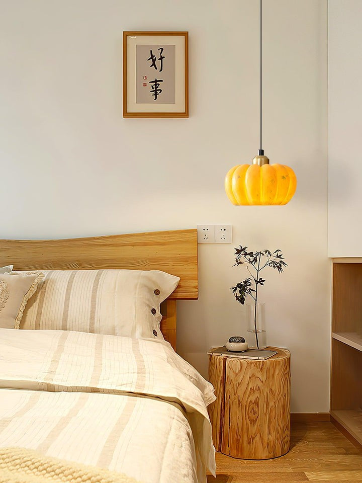 Eco-Friendly Resin Pumpkin Pendant Light for Indoor & Outdoor