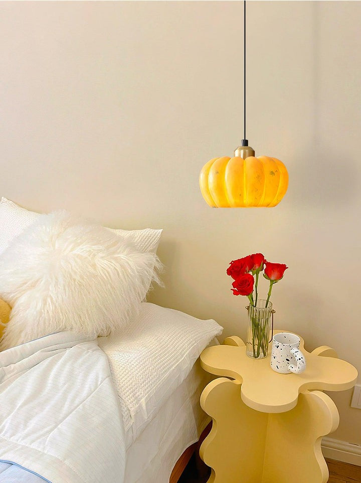 Eco-Friendly Resin Pumpkin Pendant Light for Indoor & Outdoor