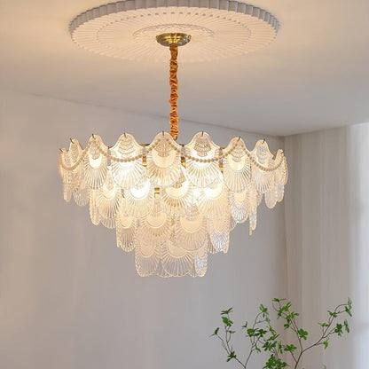 Elegant Pearl Glass Shell Ceiling Chandelier