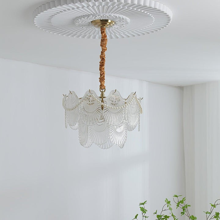 Elegant Pearl Glass Shell Ceiling Chandelier