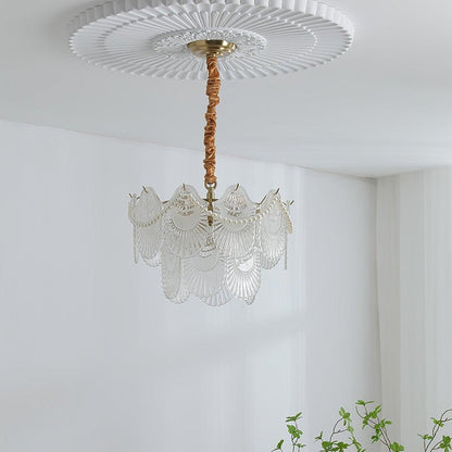 Elegant Pearl Glass Shell Ceiling Chandelier