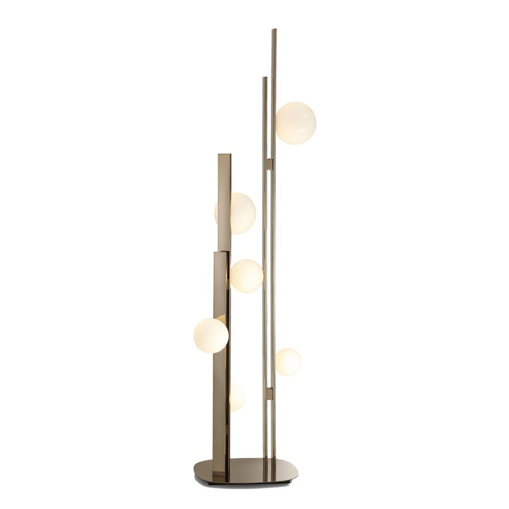 Faux Copper LED Floor Lamp with Three White Globe Shades