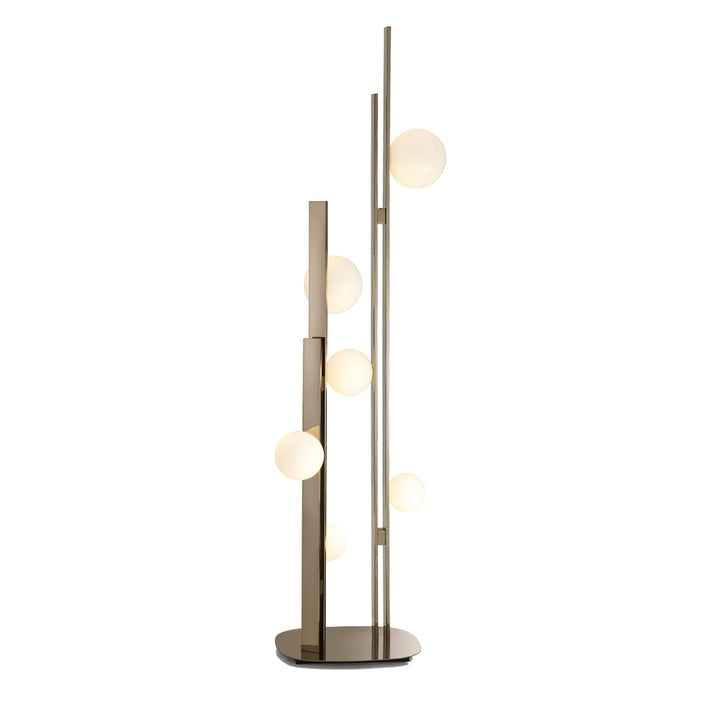 Faux Copper LED Floor Lamp with Three White Globe Shades