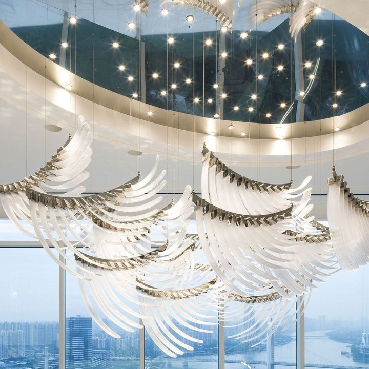 Feathered Glass Wing LED Chandelier