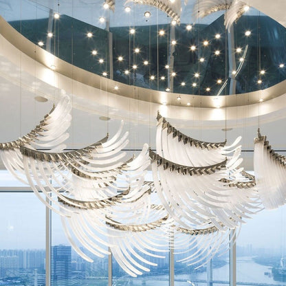 Feathered Glass Wing LED Chandelier