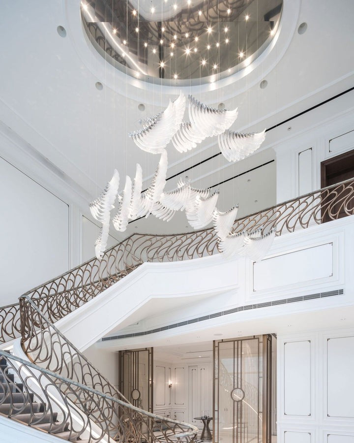 Feathered Glass Wing LED Chandelier