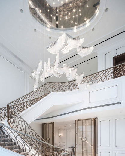 Feathered Glass Wing LED Chandelier