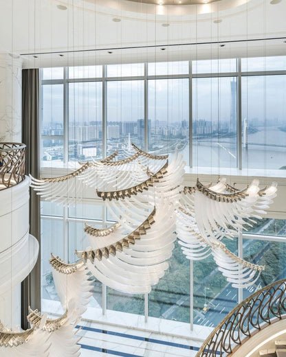 Feathered Glass Wing LED Chandelier