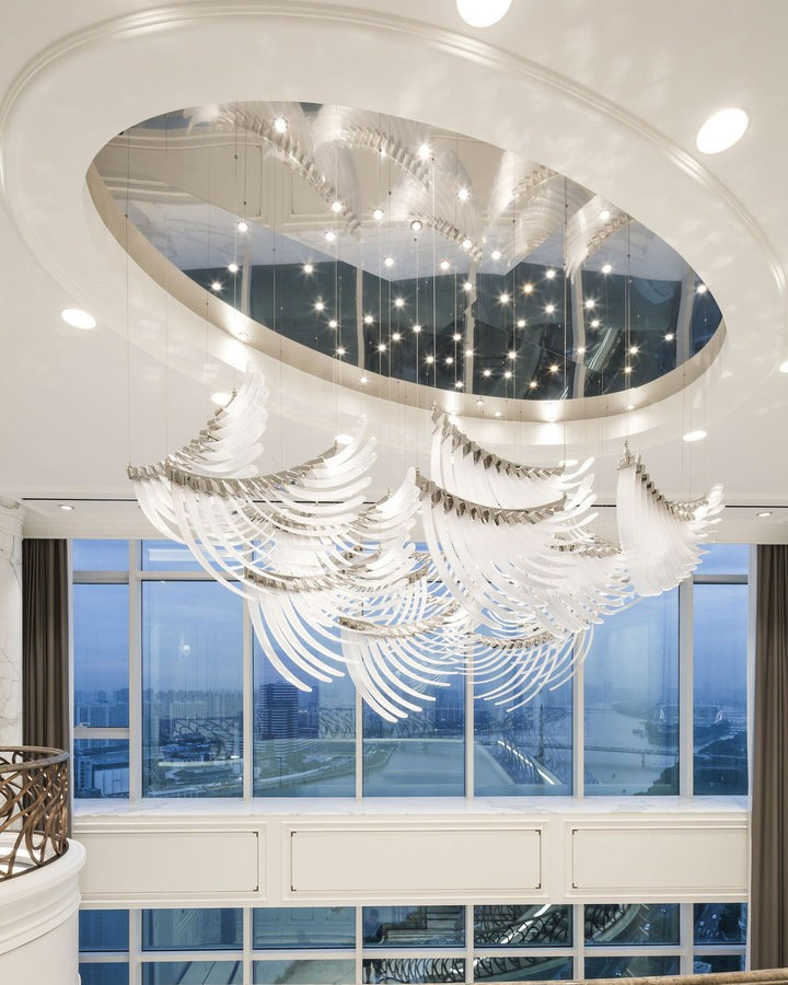 Feathered Glass Wing LED Chandelier