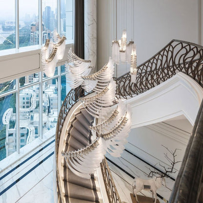 Feathered Glass Wing LED Chandelier
