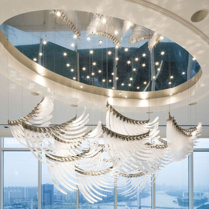 Feathered Glass Wing LED Chandelier