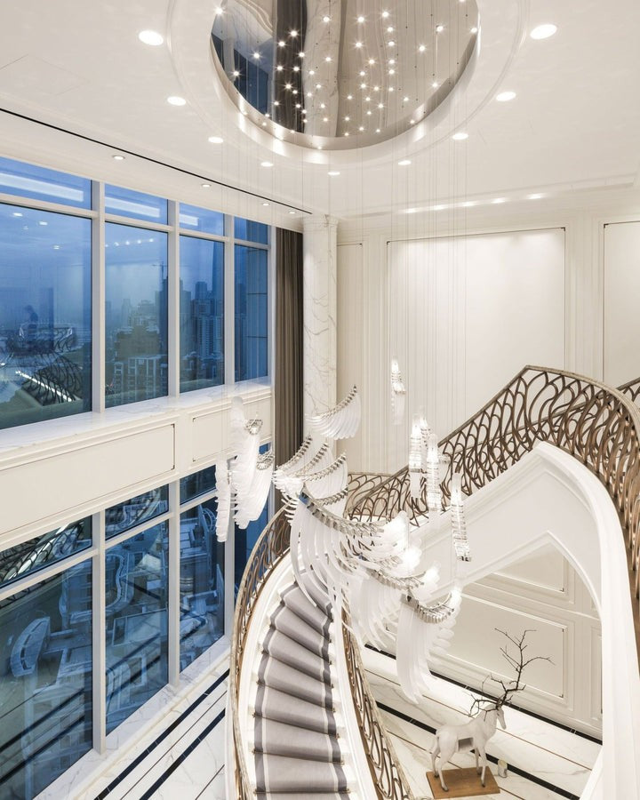 Feathered Glass Wing LED Chandelier