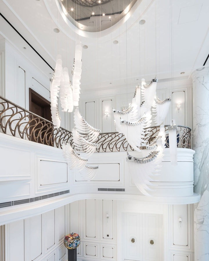 Feathered Glass Wing LED Chandelier